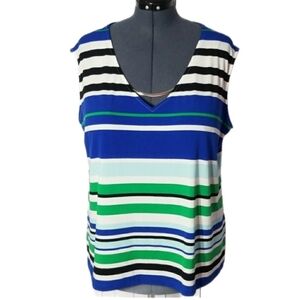 Calvin Klein Blue and Green Striped Top, 3X
